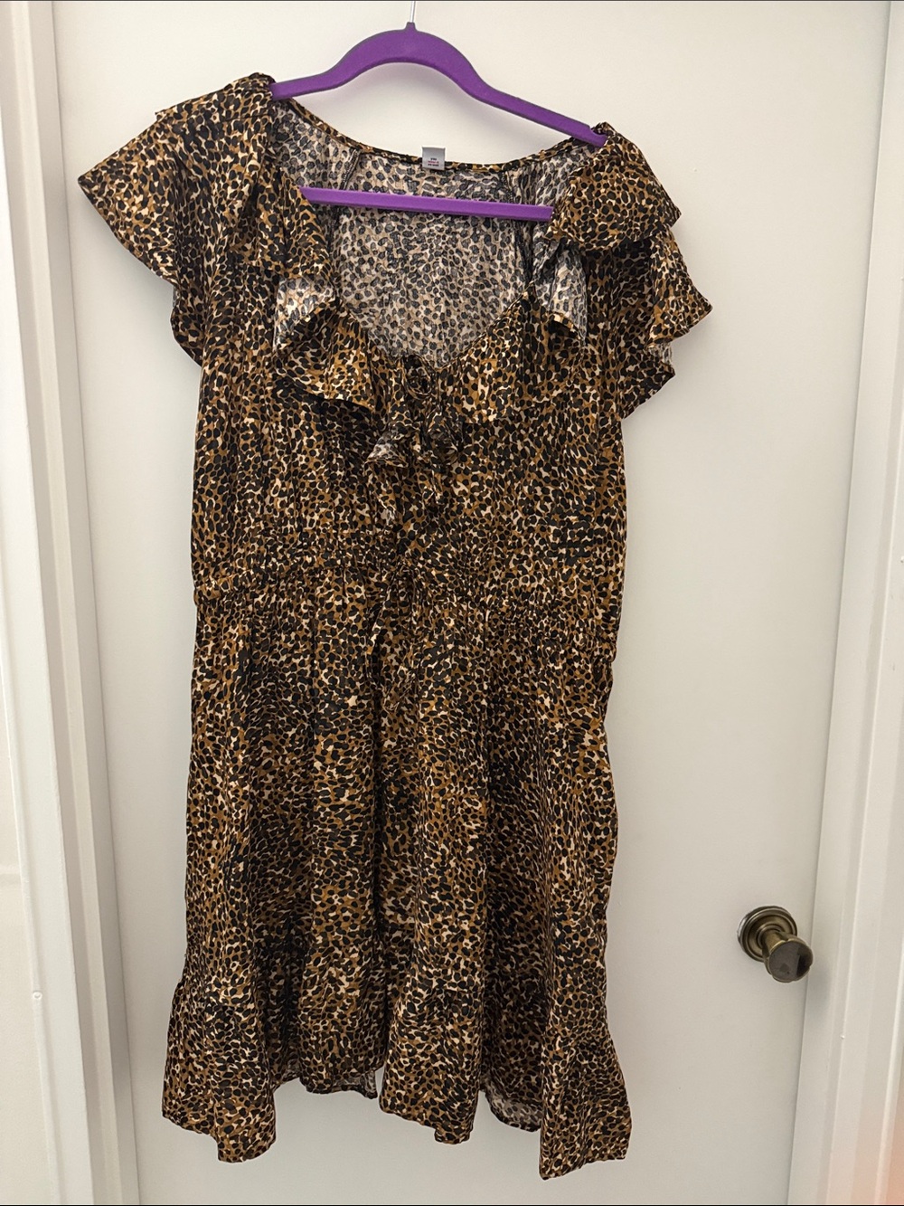 Old Navy Leopard Print Ruffle Dress - Brown & Black